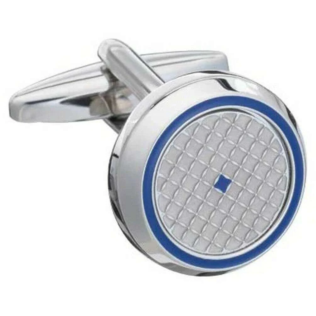 David Van Hagen Target Cufflinks - Navy/Silver - Image 2