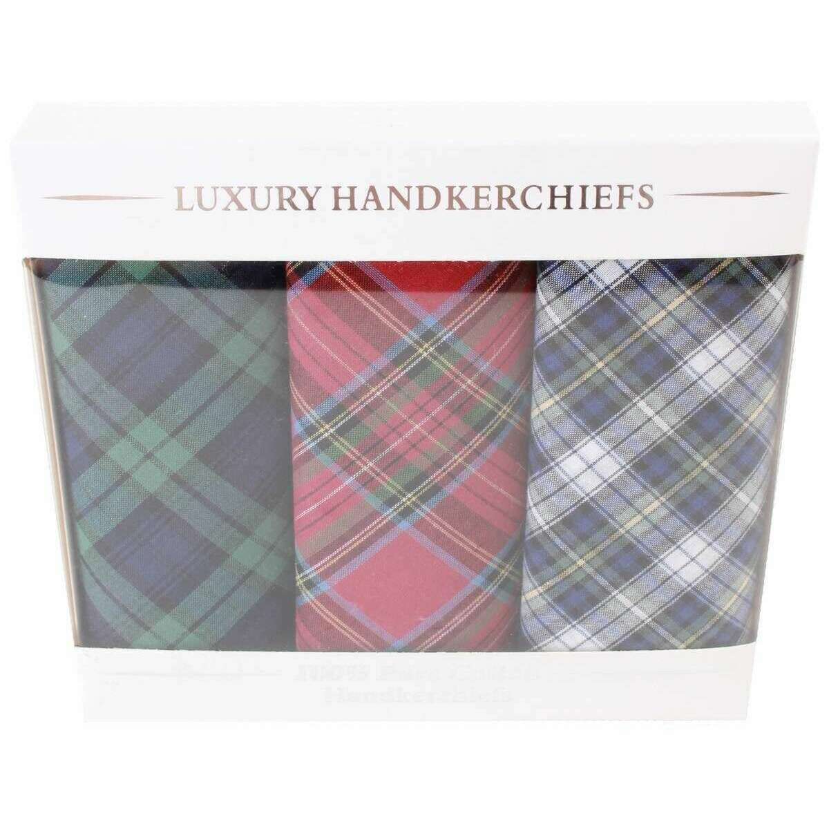 David Van Hagen Tartan 3 Pack Handkerchief - Red/Green/Blue - Image 2