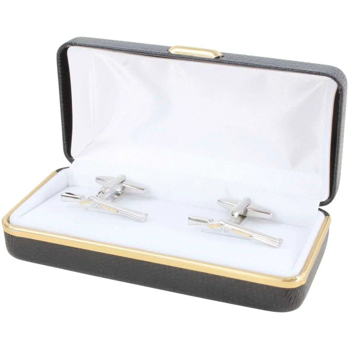 David Van Hagen Two Tone Shotgun Cufflinks - Silver/Gold - Image 3