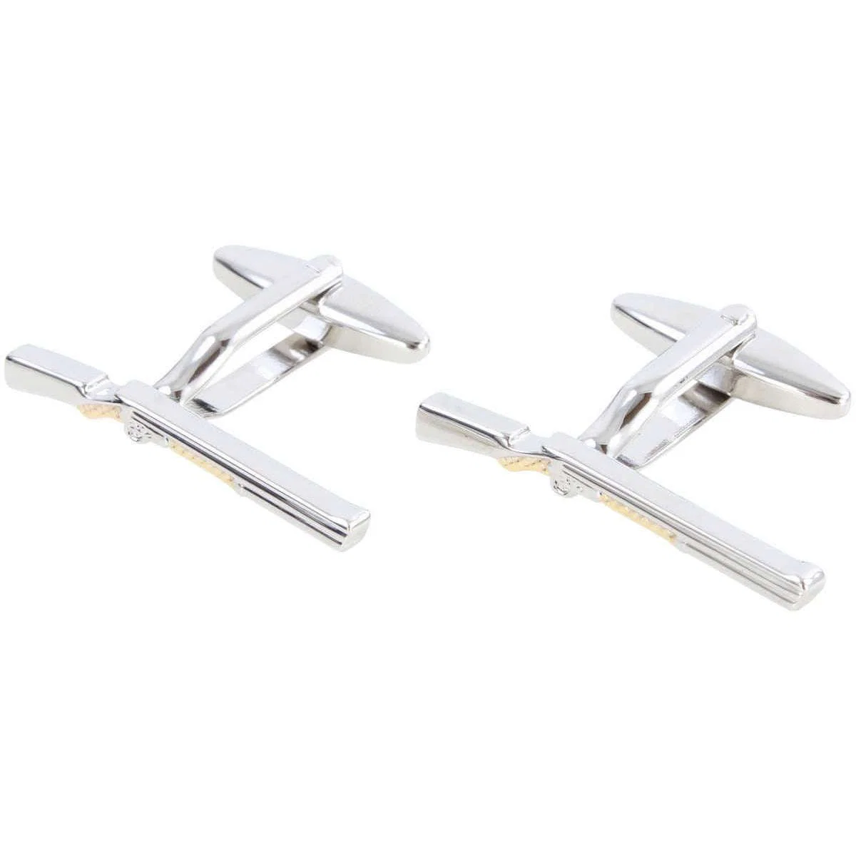 David Van Hagen Two Tone Shotgun Cufflinks - Silver/Gold - Image 4
