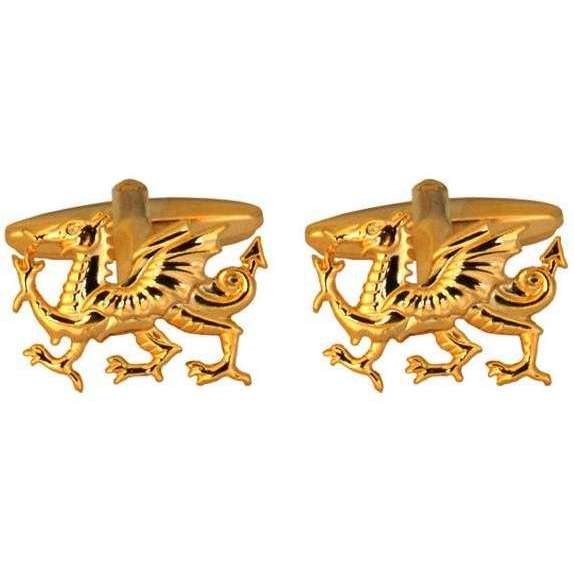 David Van Hagen Welsh Dragon Cufflinks - Gold