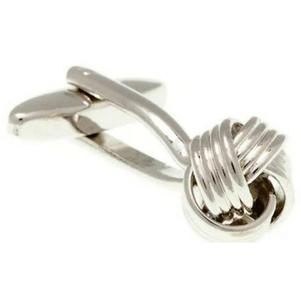 David Van Hagen Woven Knot Cufflinks - Silver - Image 2