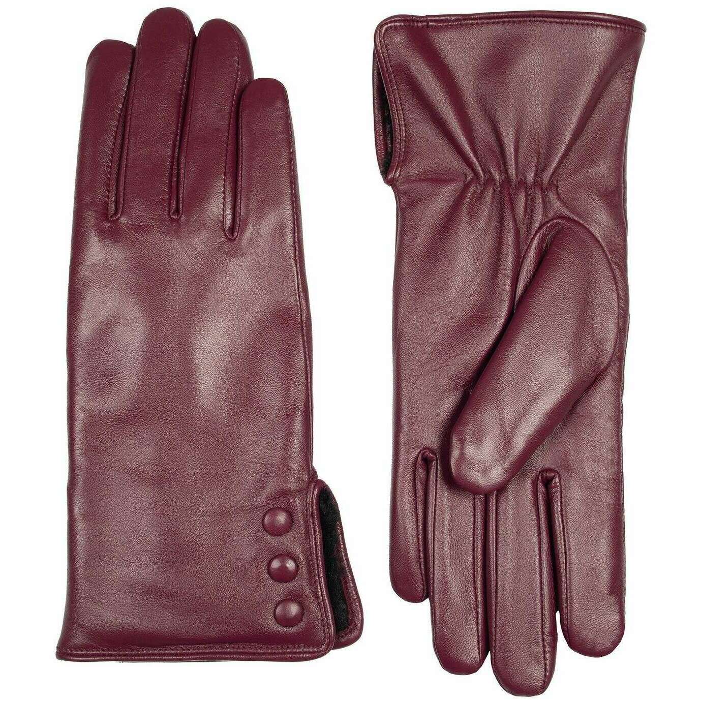 Dents Agata Water-Resistant Leather Gloves - Damson Burgundy - Image 2