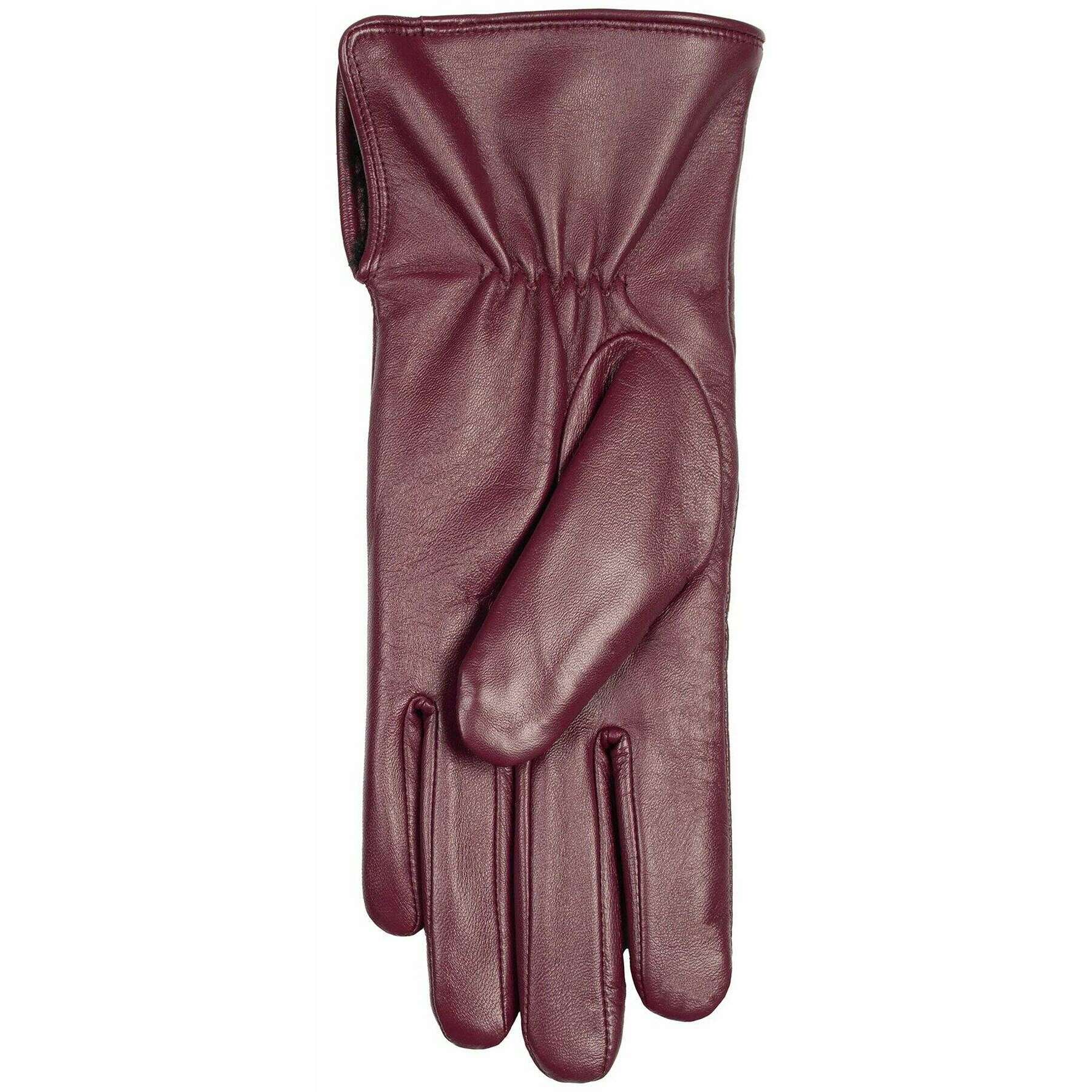 Dents Agata Water-Resistant Leather Gloves - Damson Burgundy - Image 4