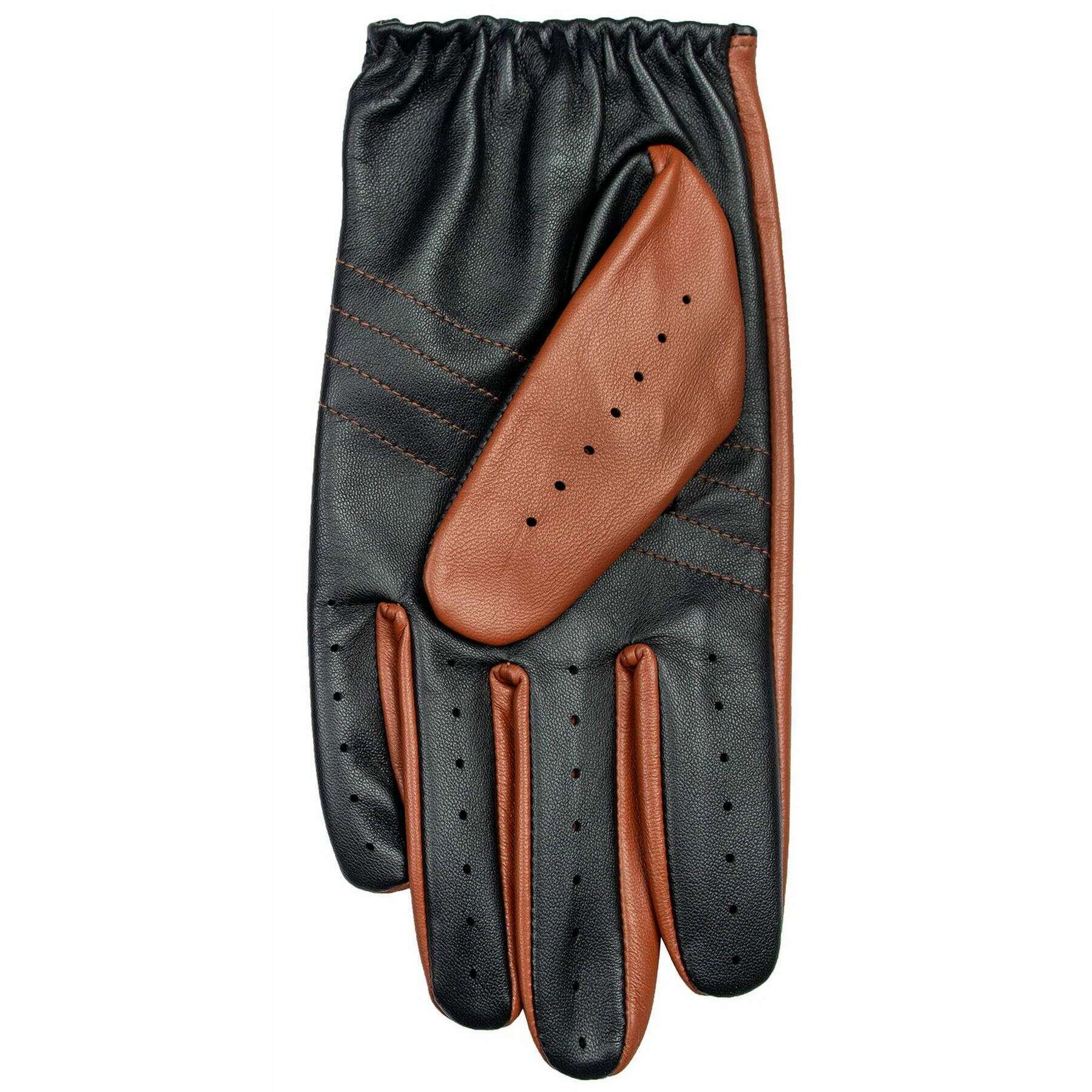 Dents Aintree Two-Colour Leather Driving Gloves - Cognac Brown/Black - Image 4