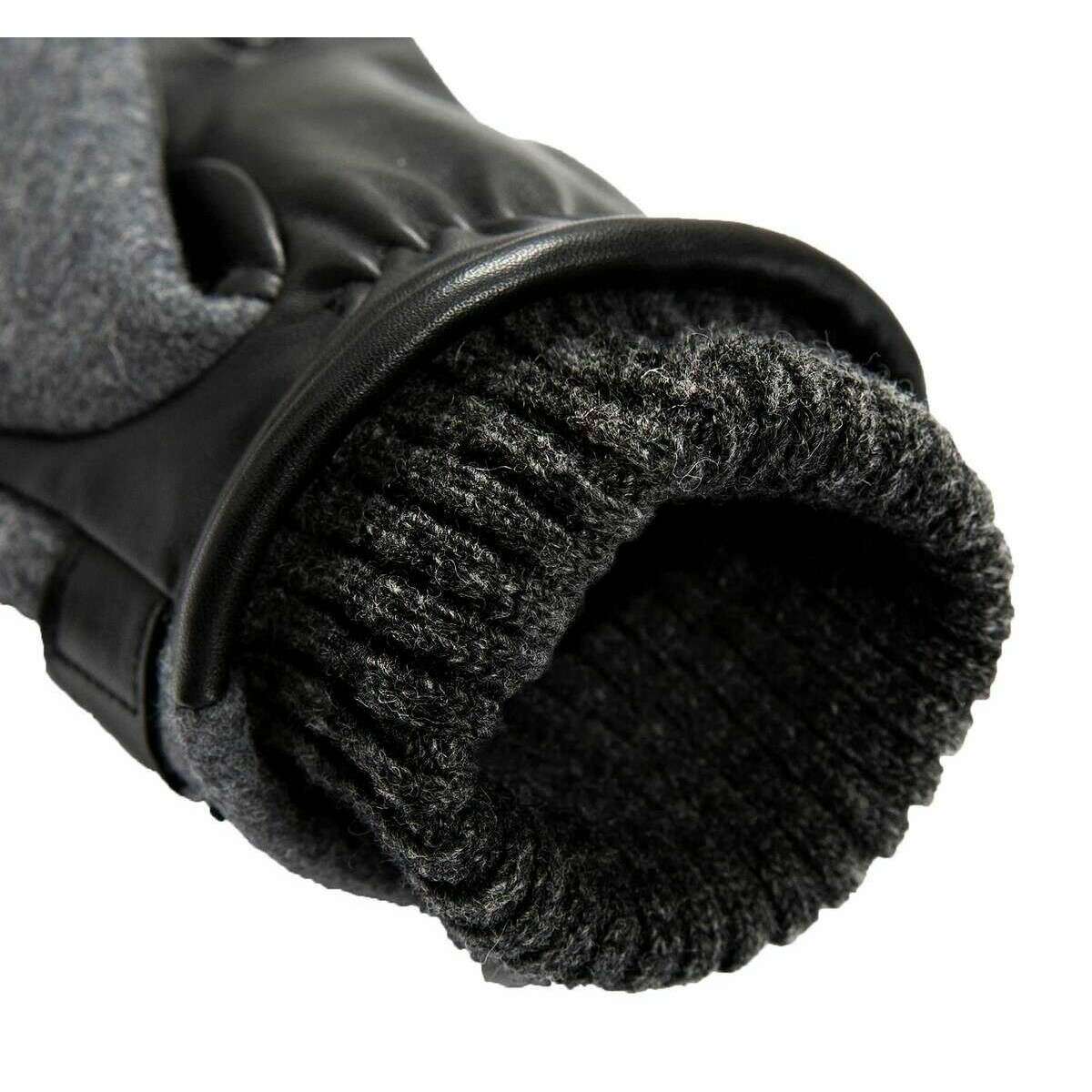 Dents Amesbury Touchscreen Flannel and Leather Gloves - Charcoal Grey/Black - Image 6