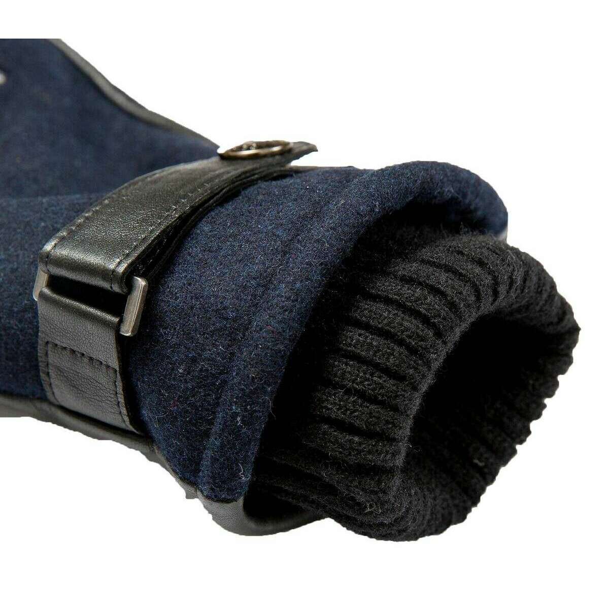 Dents Amesbury Touchscreen Flannel and Leather Gloves - Navy/Black - Image 6