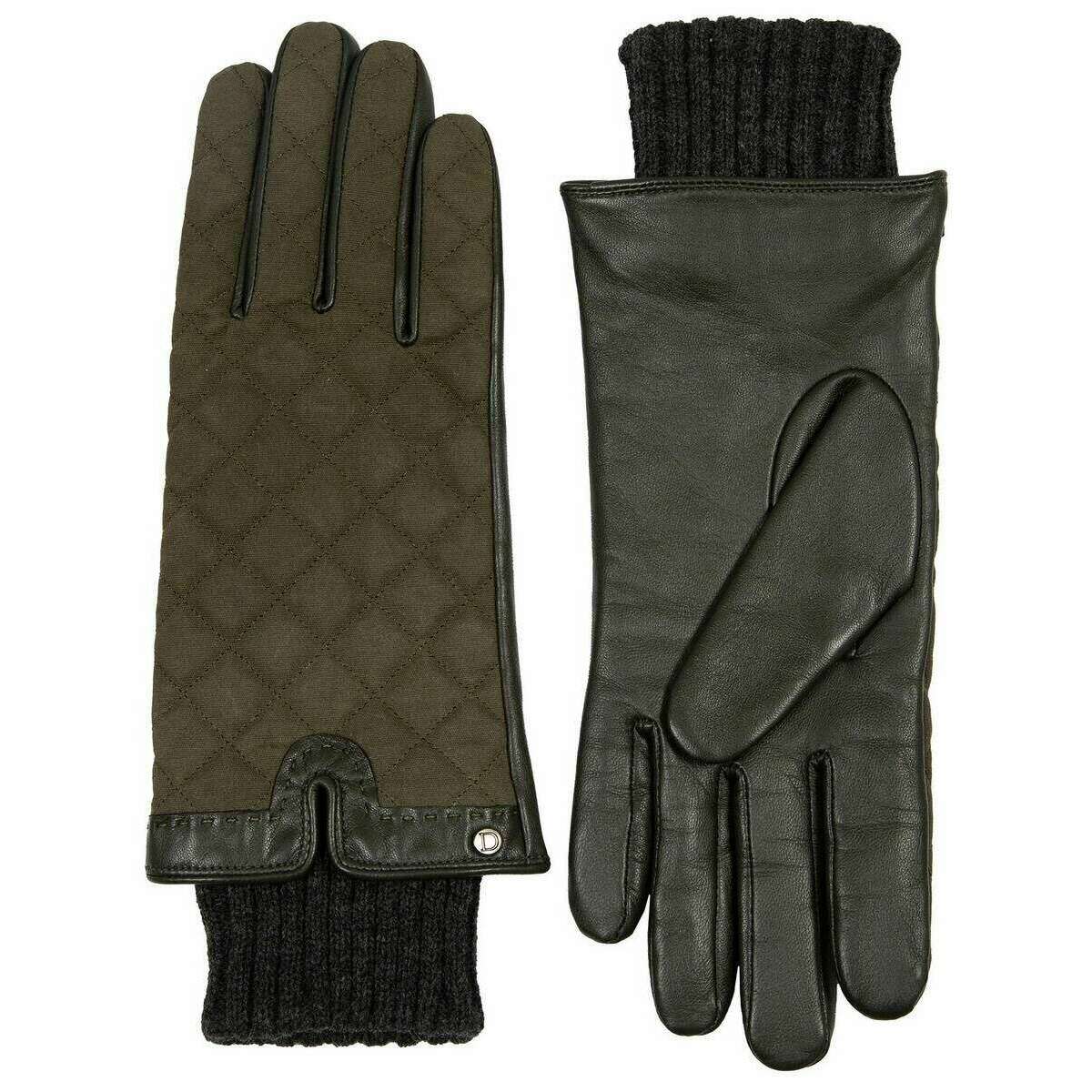 Dents Arabella Waxed Cotton Water Resistant Touchscreen Gloves - Olive Green - Image 2