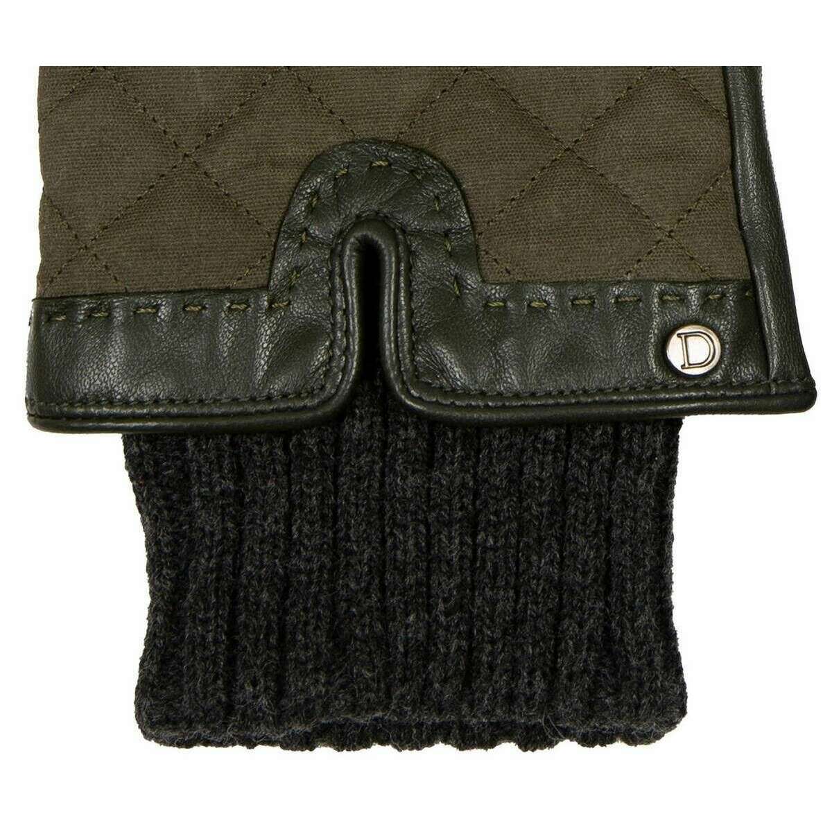 Dents Arabella Waxed Cotton Water Resistant Touchscreen Gloves - Olive Green - Image 3