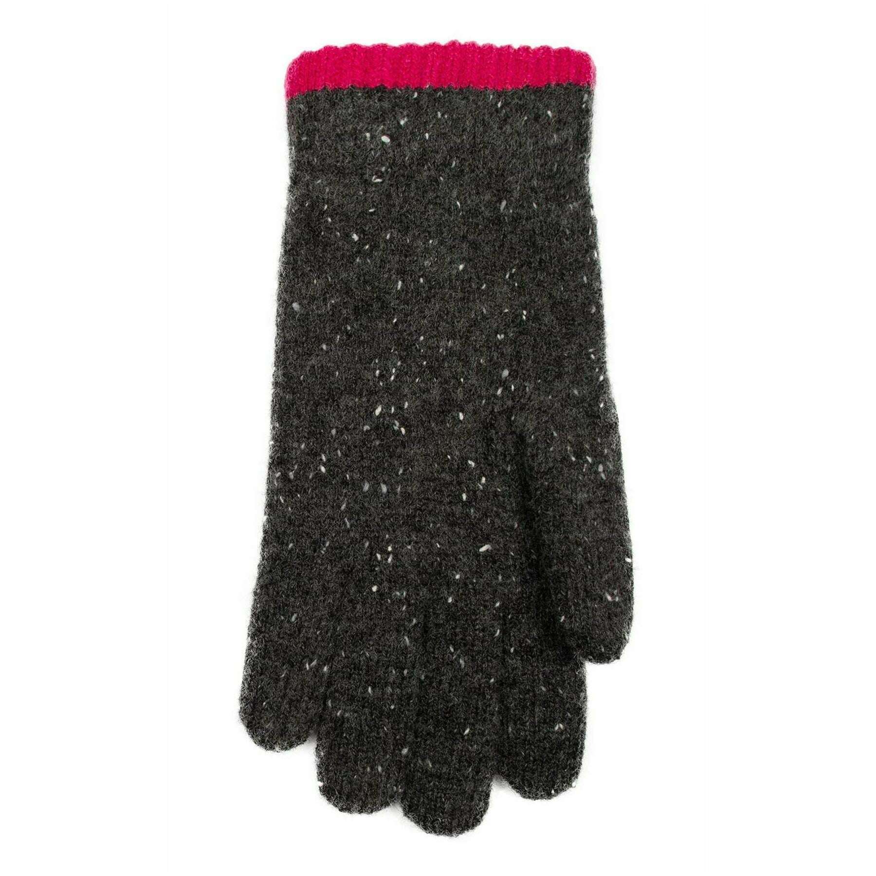 Dents Argyle Marl Yarn Knitted Gloves - Charcoal/Fuchsia Pink - Image 5