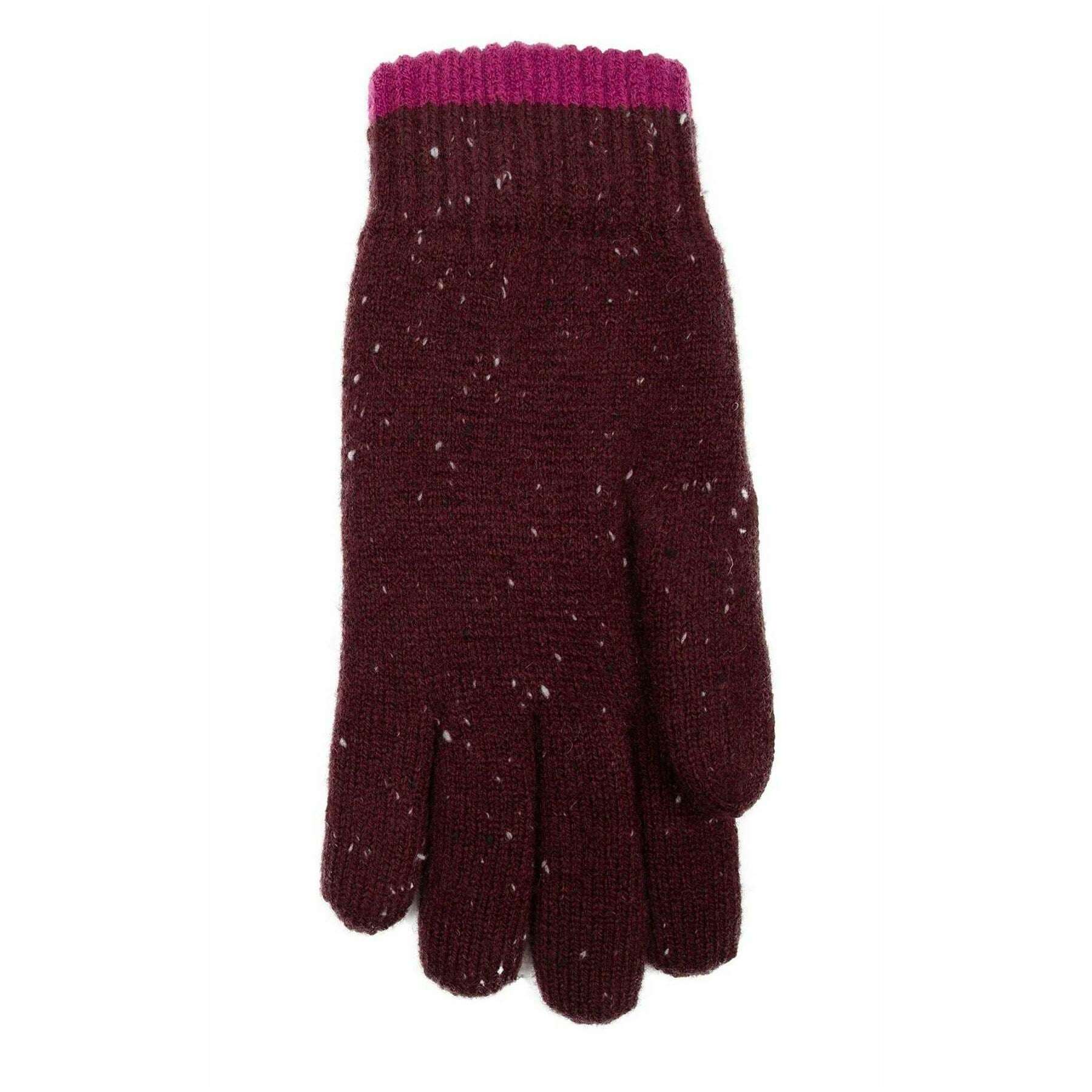 Dents Argyle Marl Yarn Knitted Gloves - Damson Burgundy/Cassis Pink - Image 5