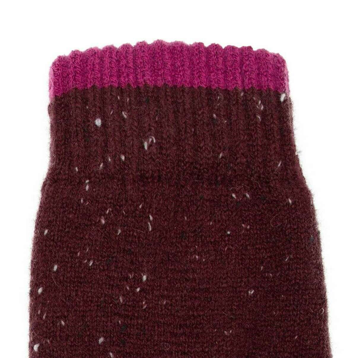 Dents Argyle Marl Yarn Knitted Gloves - Damson Burgundy/Cassis Pink - Image 6