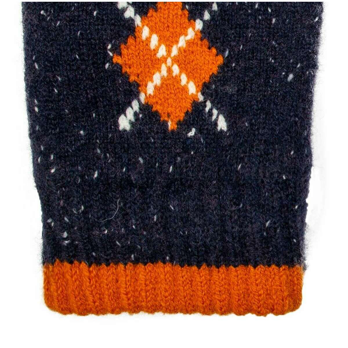 Dents Argyle Marl Yarn Knitted Gloves - Navy/Pumpkin Orange - Image 4
