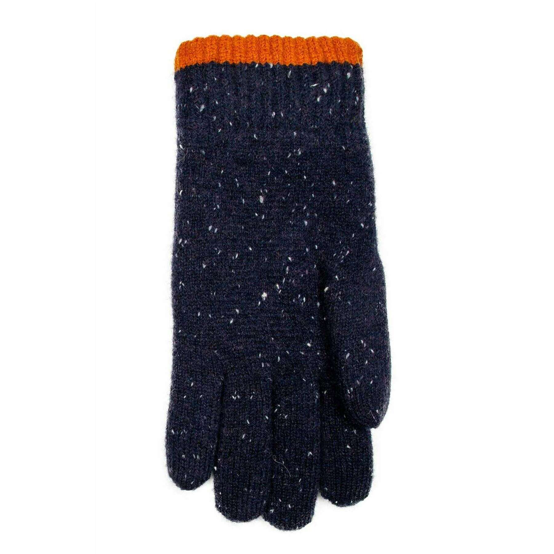 Dents Argyle Marl Yarn Knitted Gloves - Navy/Pumpkin Orange - Image 5