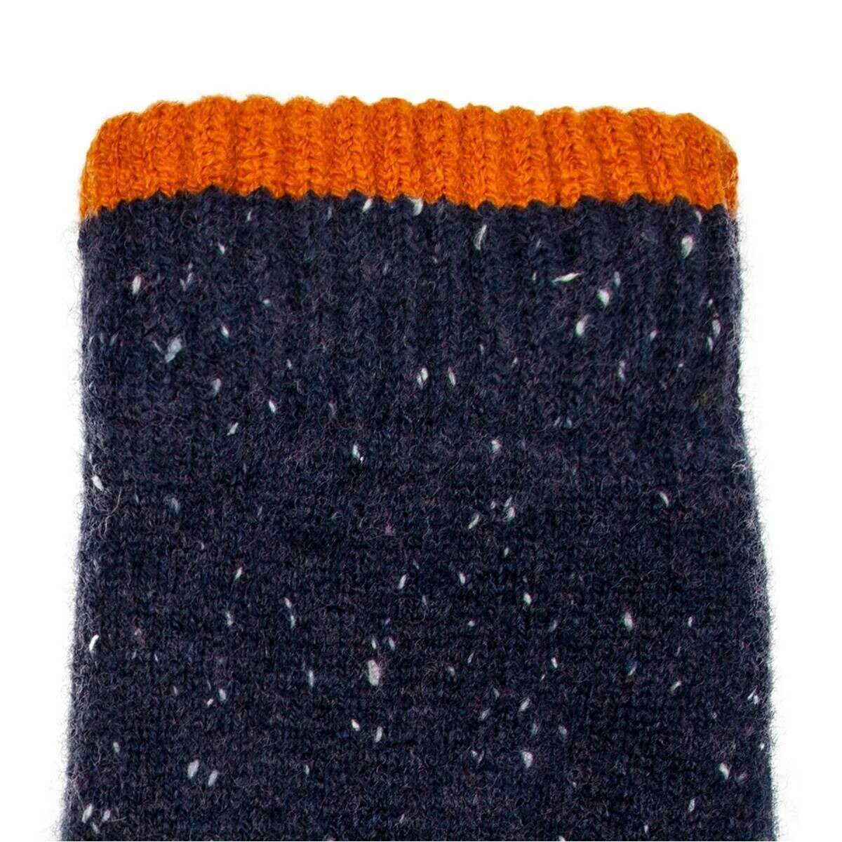 Dents Argyle Marl Yarn Knitted Gloves - Navy/Pumpkin Orange - Image 6