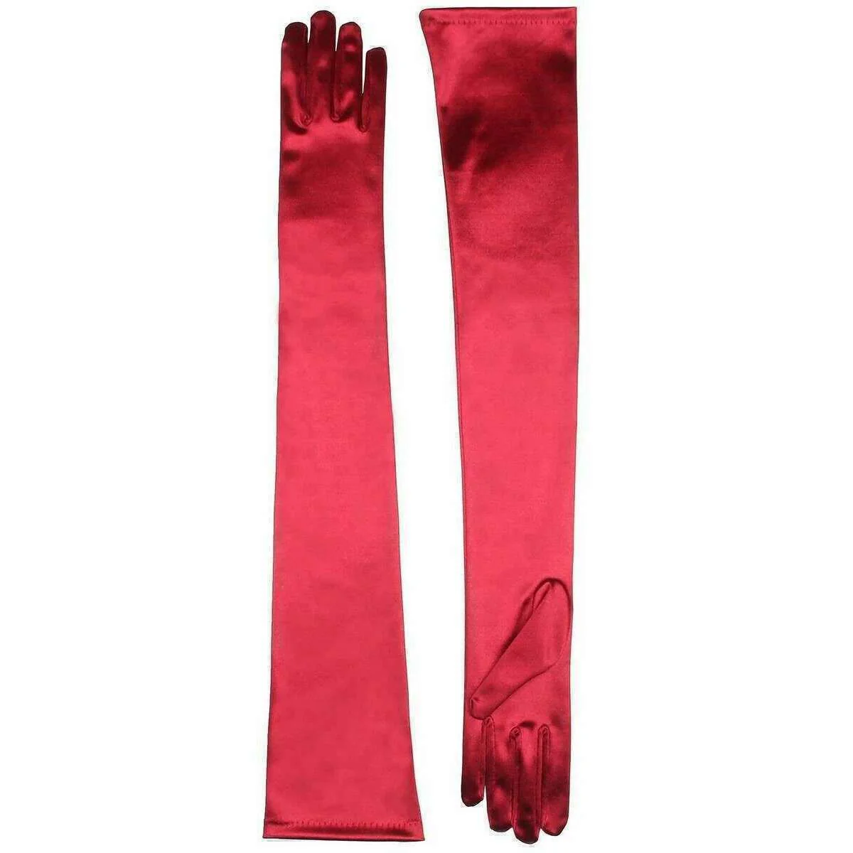 Dents Bella Long Satin Opera Gloves - Burgundy - Image 2