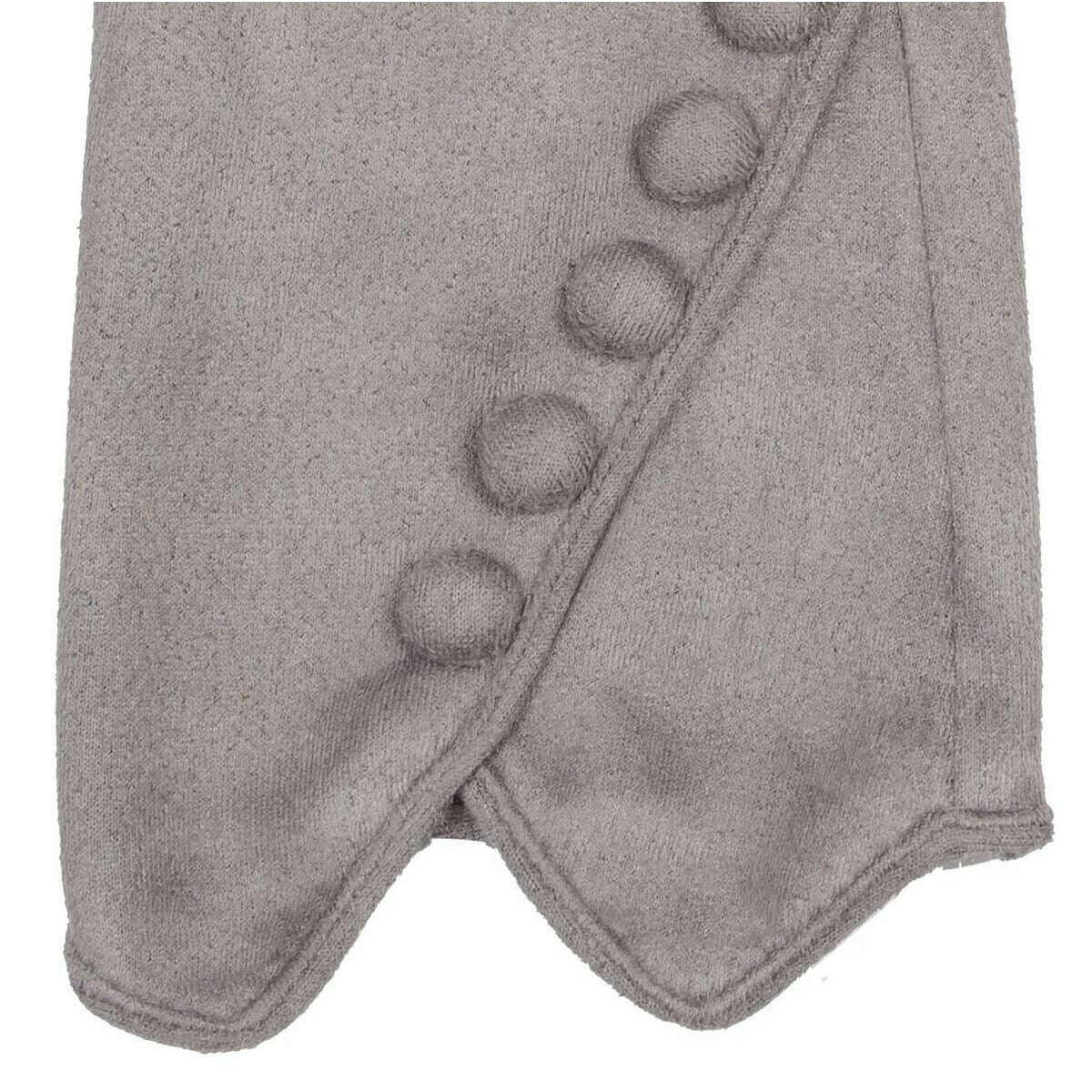 Dents Buttoned Faux Suede Gloves - Dove Grey - Image 4