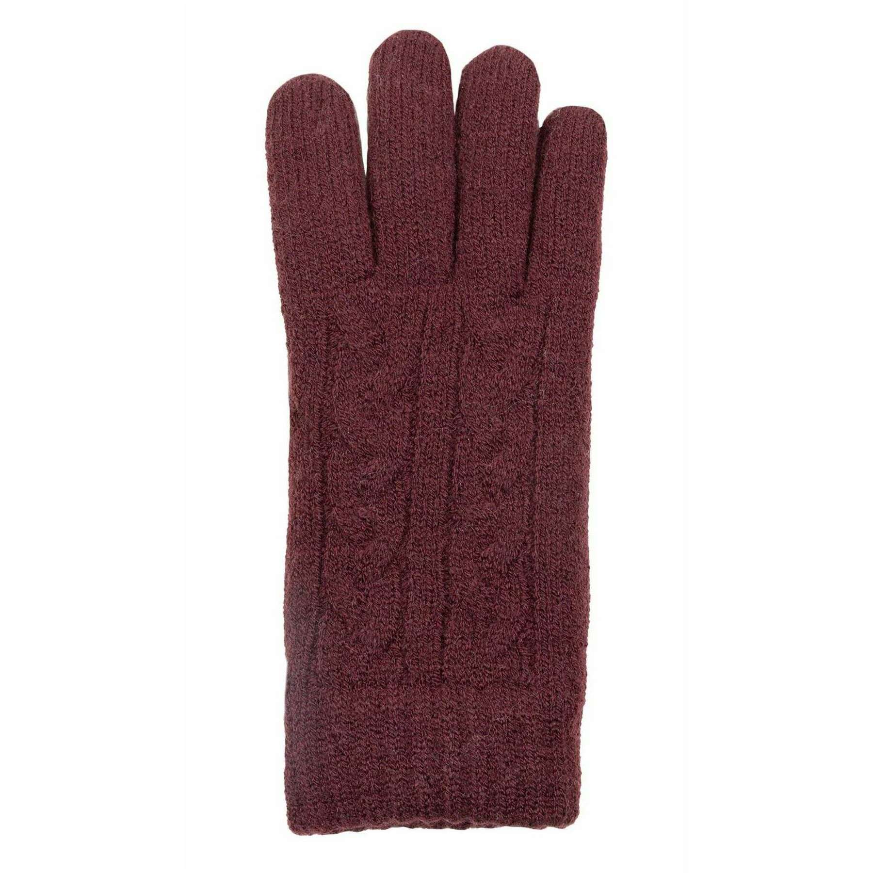 Dents Cable Knit Gloves - Damson Burgundy - Image 3