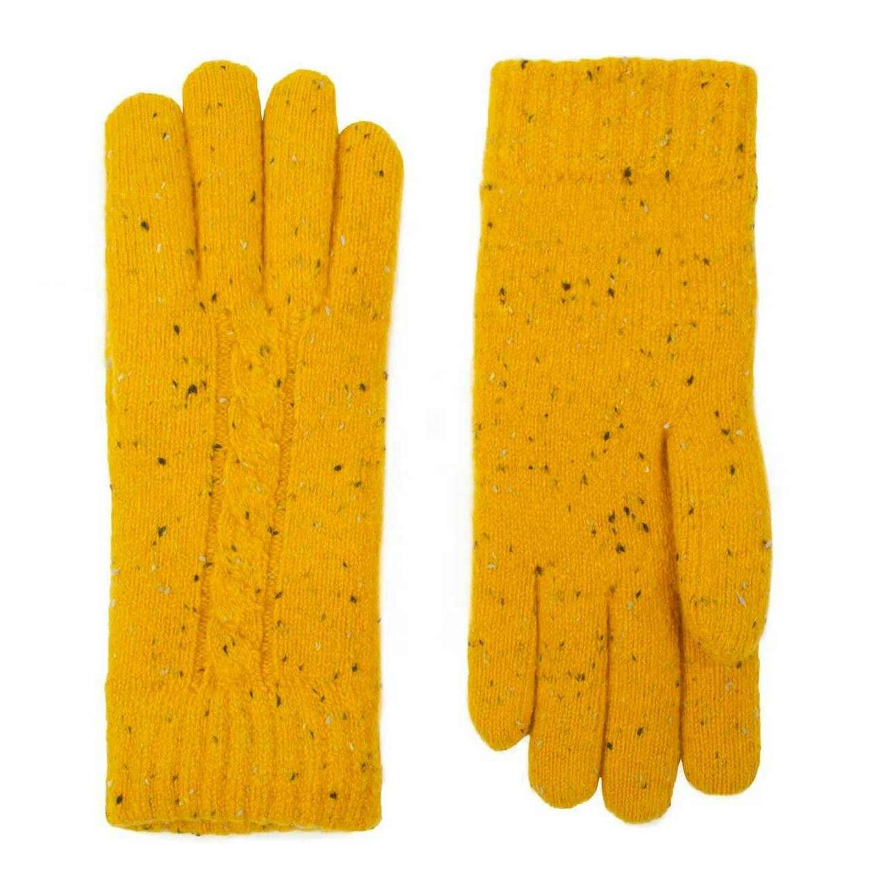 Dents Cable Knit Marl Yarn Gloves - Ochre Yellow - Image 2