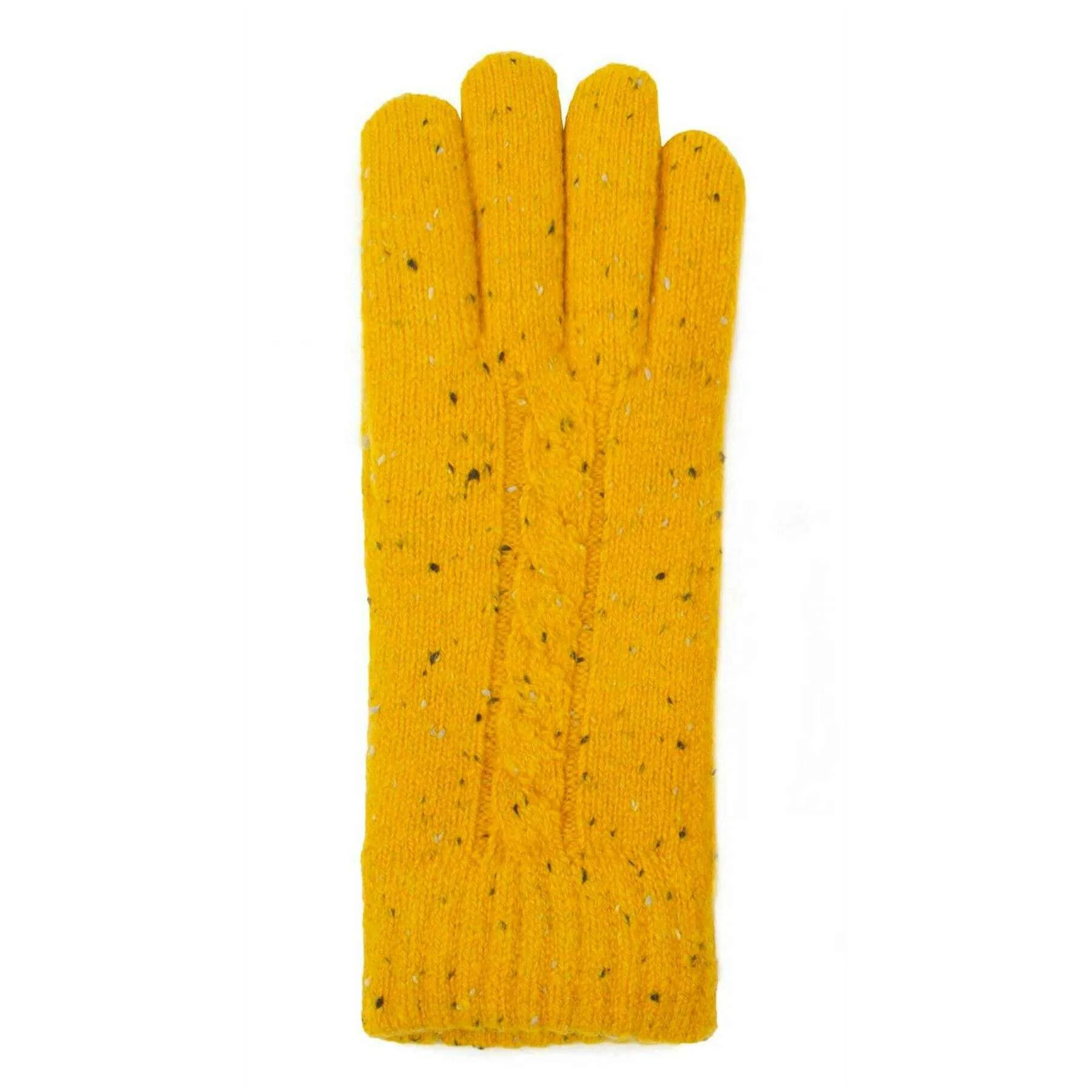 Dents Cable Knit Marl Yarn Gloves - Ochre Yellow - Image 3