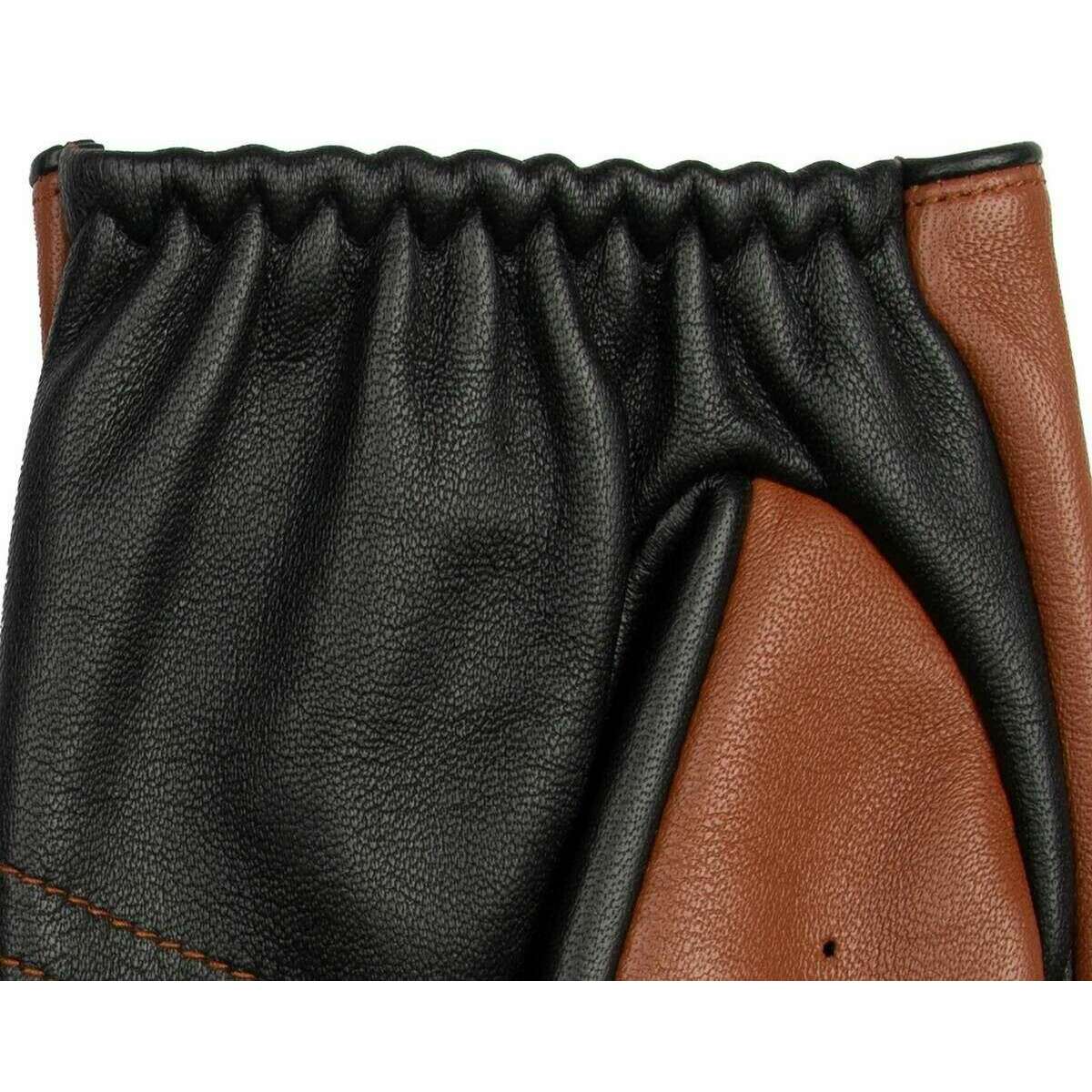 Dents Cadwell Fingerless Two-Colour Leather Driving Gloves - Cognac Brown/Black - Image 6