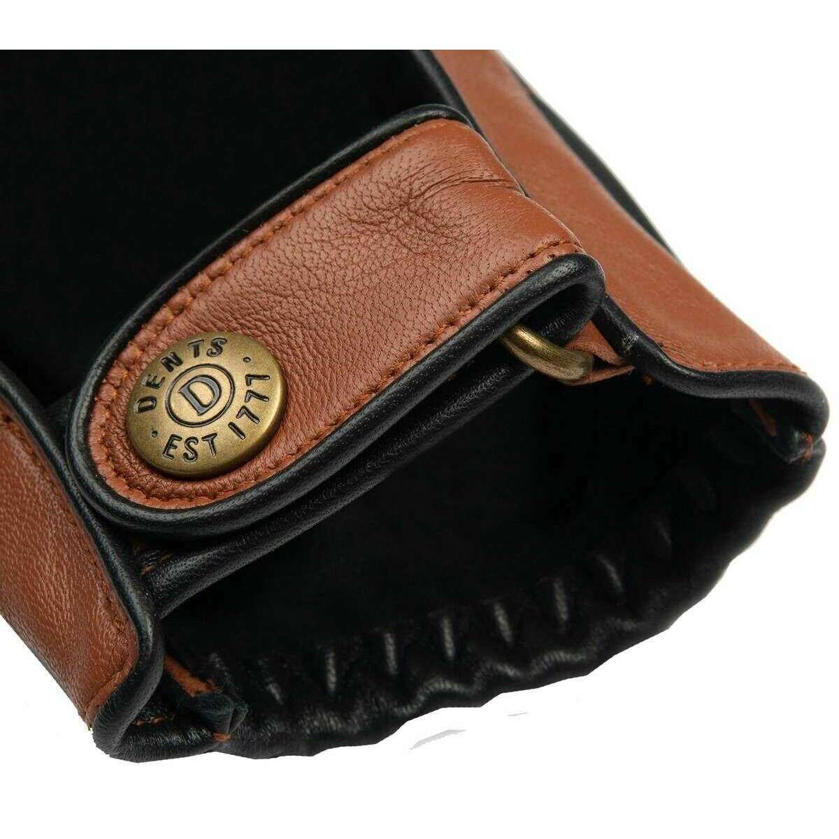 Dents Cadwell Fingerless Two-Colour Leather Driving Gloves - Cognac Brown/Black - Image 7