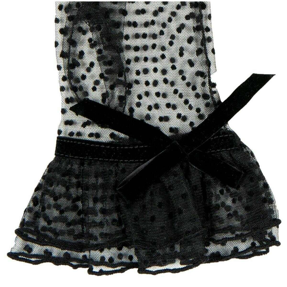 Dents Caroline Double Cuff and Bow Spotty Tulle Gloves - Black - Image 3