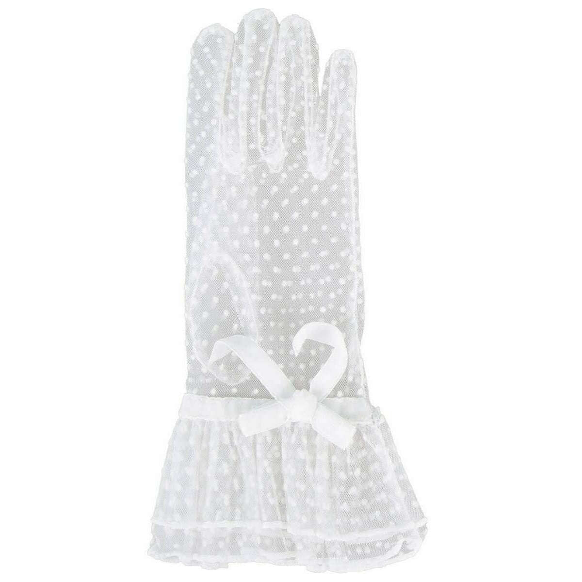 Dents Caroline Double Cuff and Bow Spotty Tulle Gloves - Ivory - Image 3