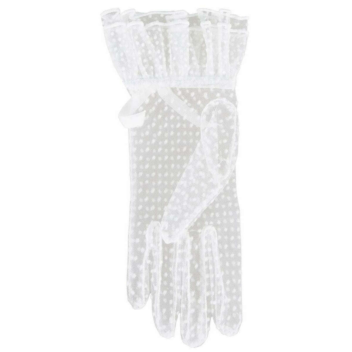 Dents Caroline Double Cuff and Bow Spotty Tulle Gloves - Ivory - Image 4