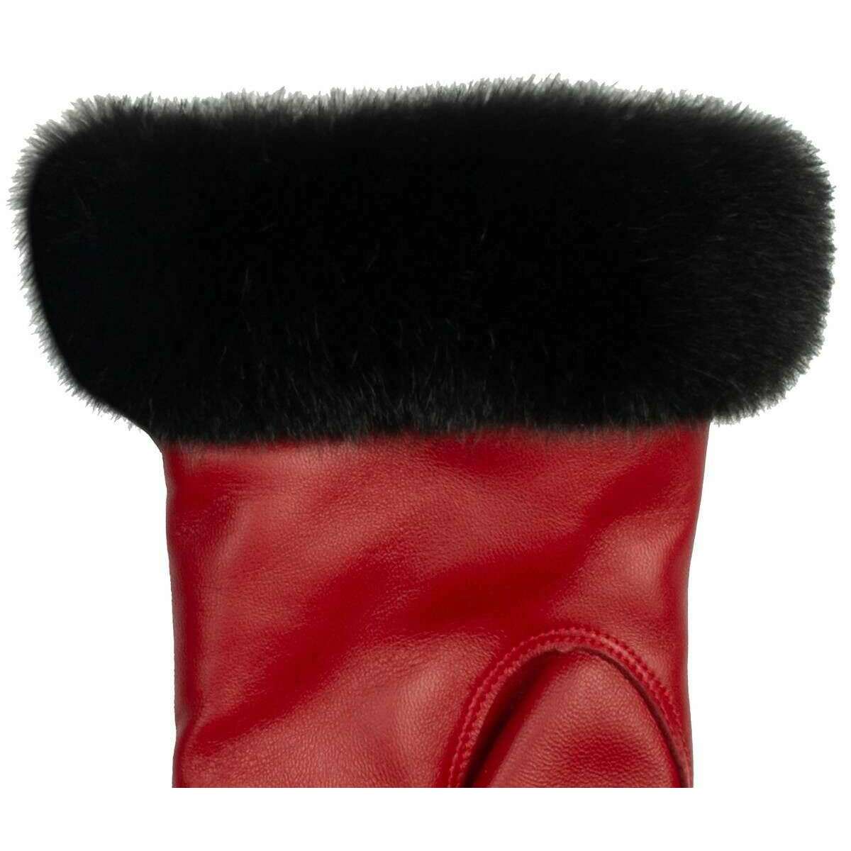 Dents Cassie Contrast Stitching Leather Gloves - Berry Red/Black - Image 6