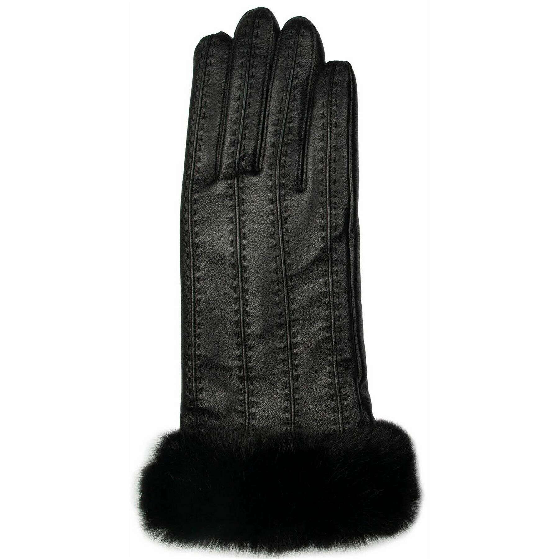 Dents Cassie Contrast Stitching Leather Gloves - Black - Image 3