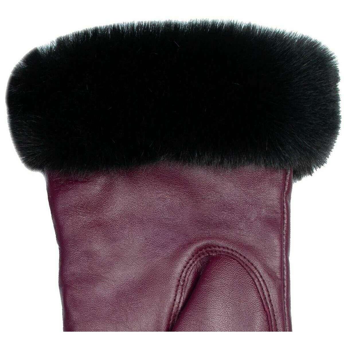 Dents Cassie Contrast Stitching Leather Gloves - Damson Burgundy/Black - Image 6