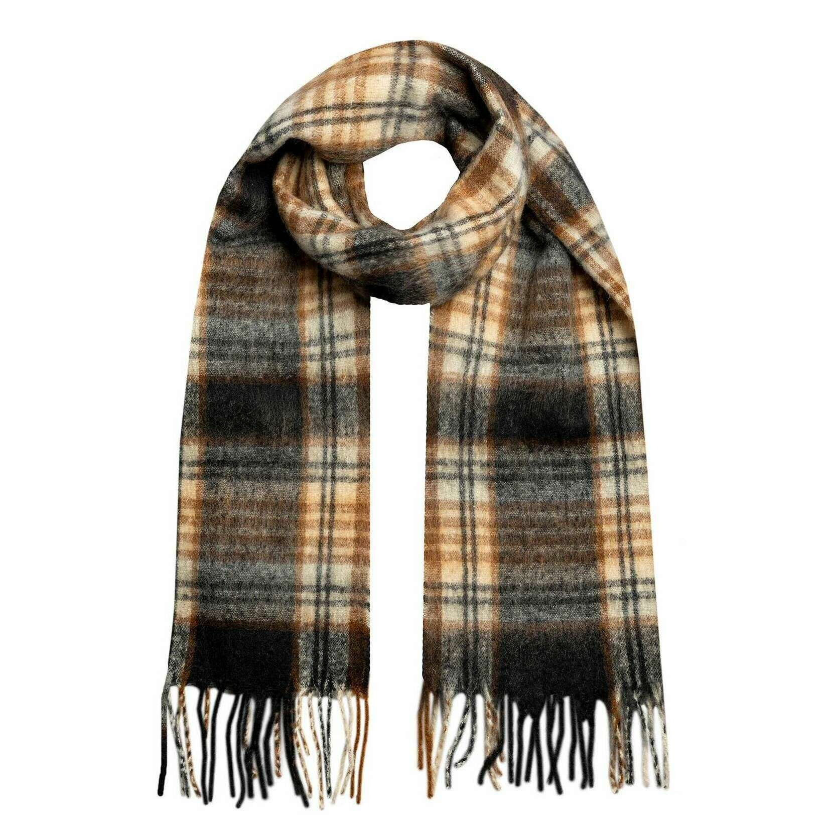 Dents Check Blanket Scarf - Walnut Brown