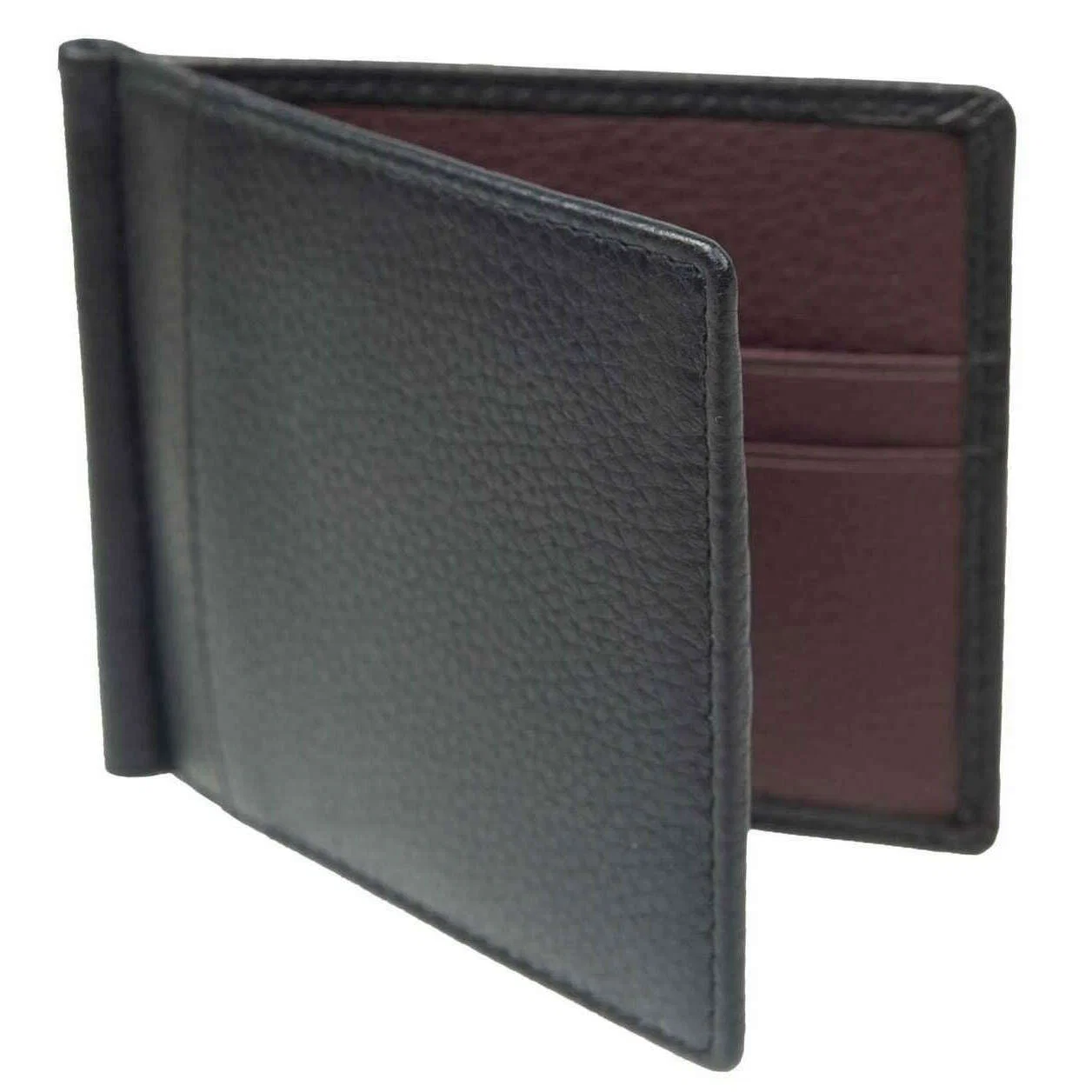 Dents Cherwell Money Clip Wallet - Black/Bordeaux Burgundy - Image 3