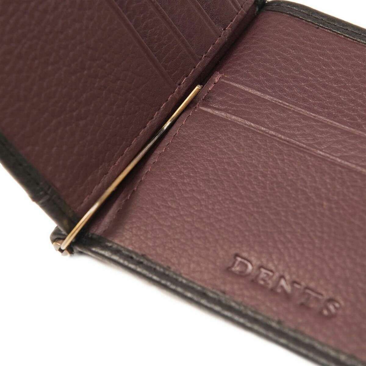 Dents Cherwell Money Clip Wallet - Black/Bordeaux Burgundy - Image 5