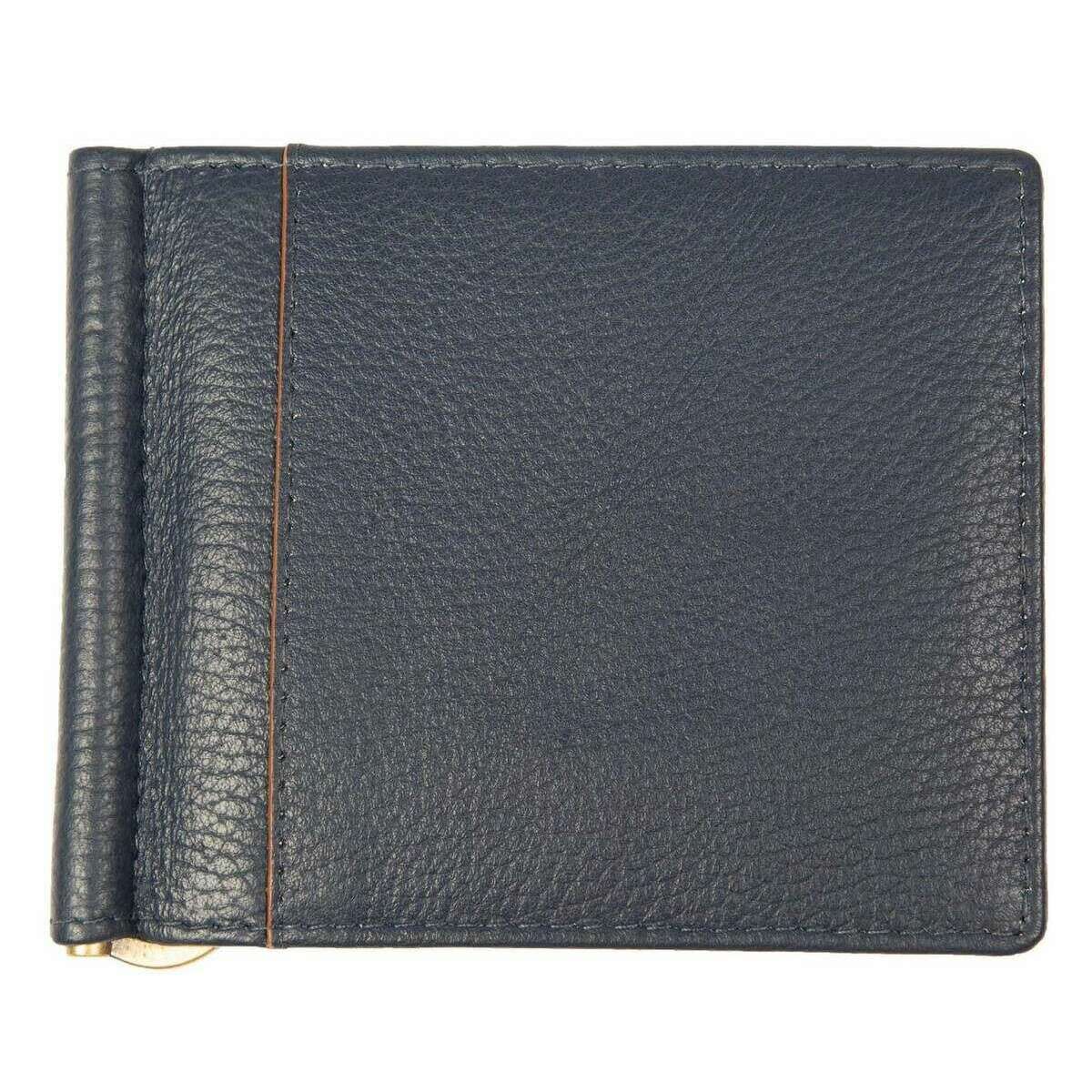 Dents Cherwell Money Clip Wallet - Navy/Cognac Brown