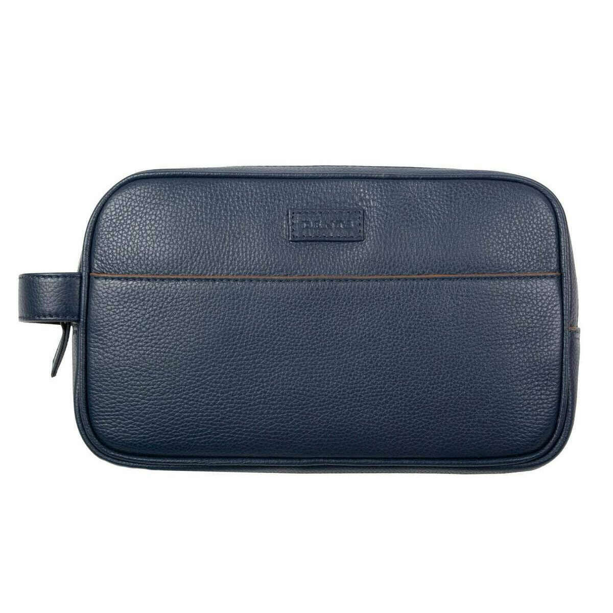 Dents Cherwell Wash Bag - Navy/Cognac Brown