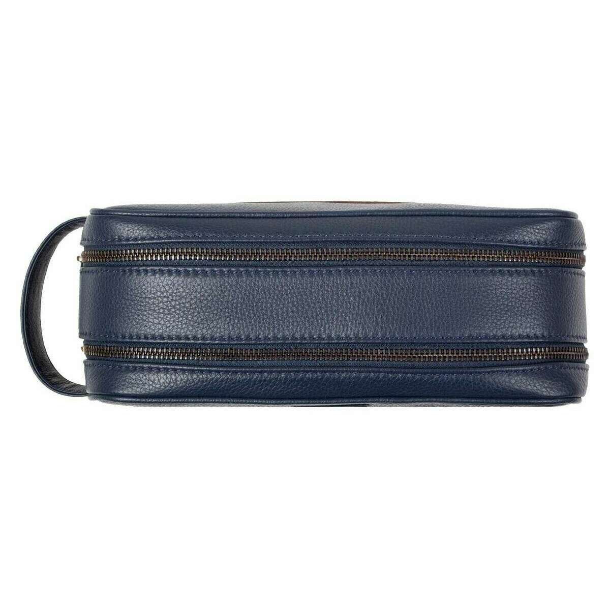 Dents Cherwell Wash Bag - Navy/Cognac Brown - Image 5