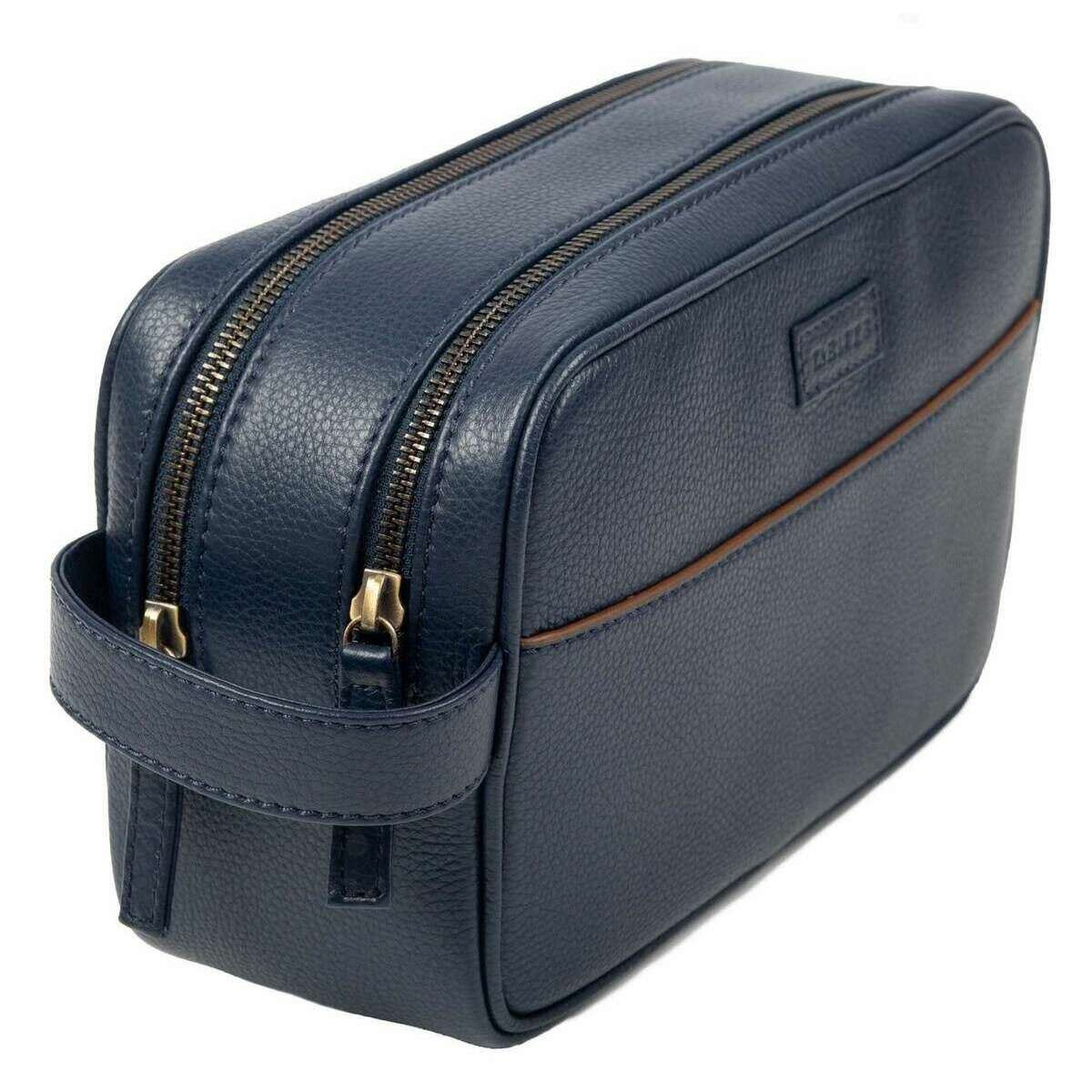 Dents Cherwell Wash Bag - Navy/Cognac Brown - Image 6