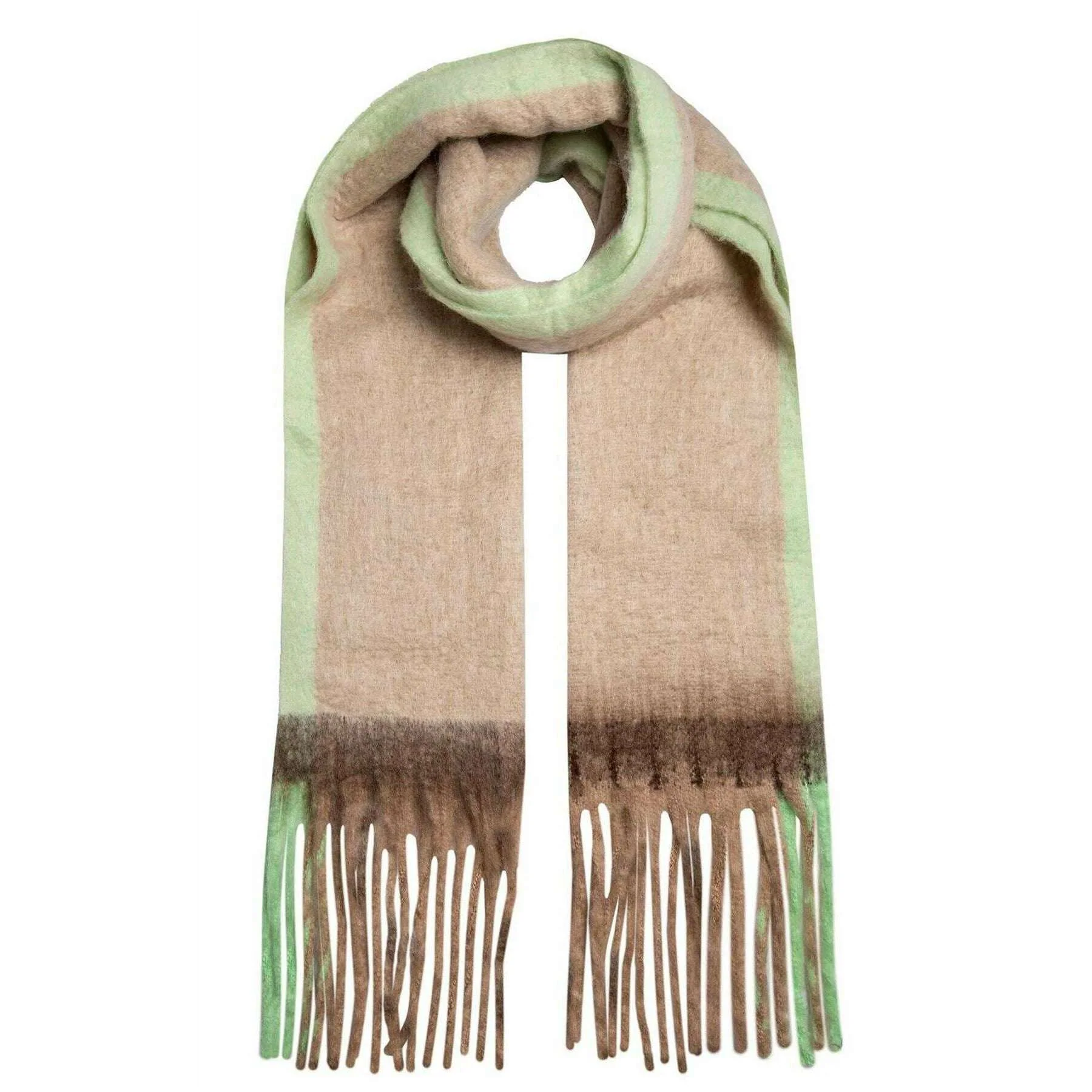Dents Contrast Blanket Scarf - Camel Beige/Mint