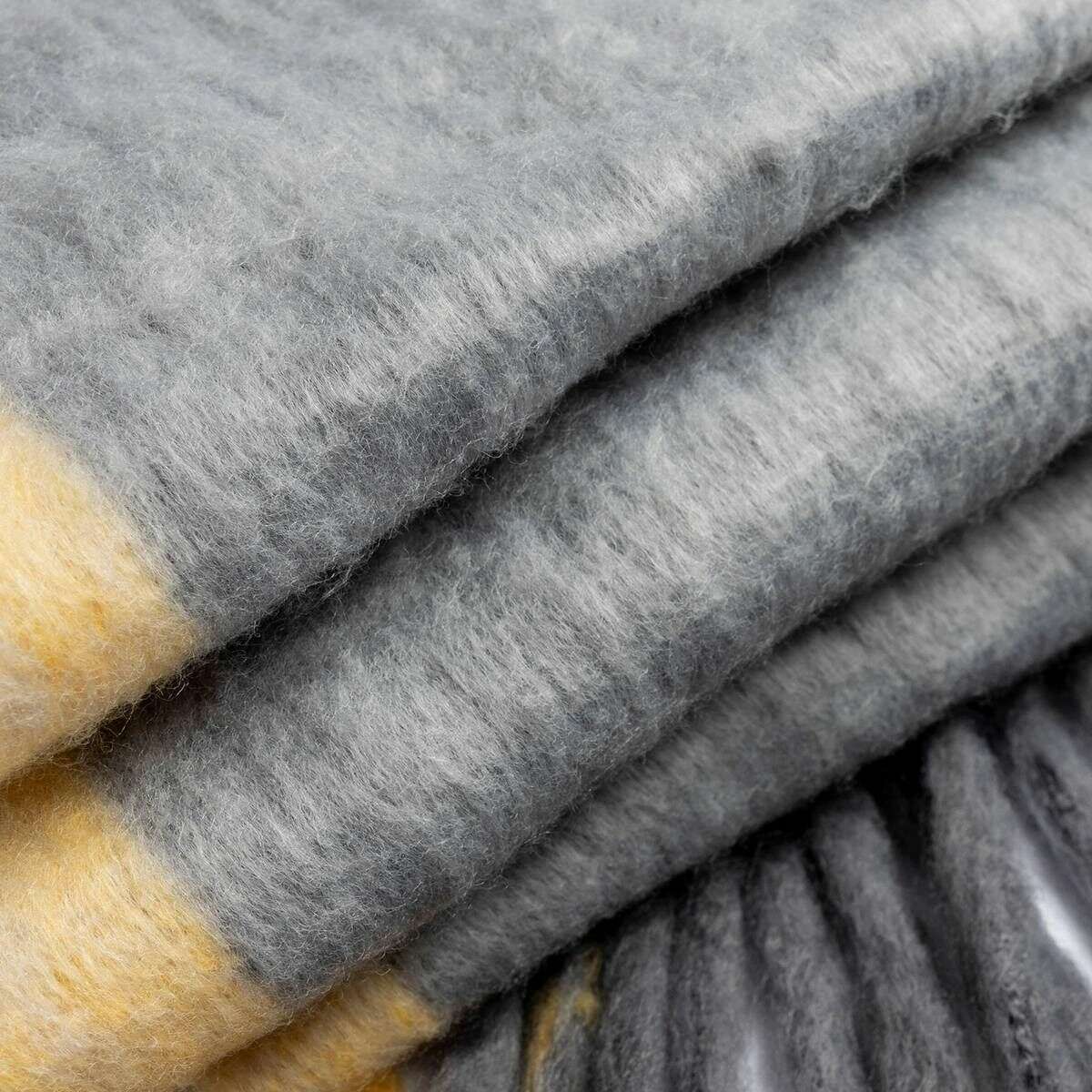 Dents Contrast Blanket Scarf - Dove Grey/Yellow - Image 3