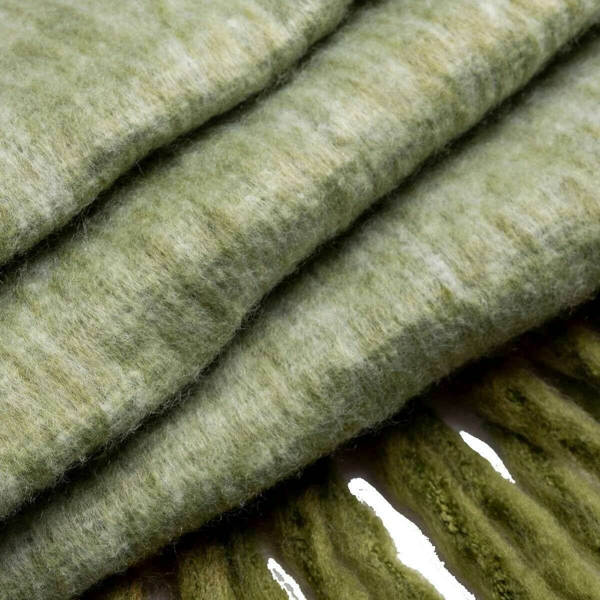 Dents Contrast Blanket Scarf - Olive Green/Thistle - Image 3