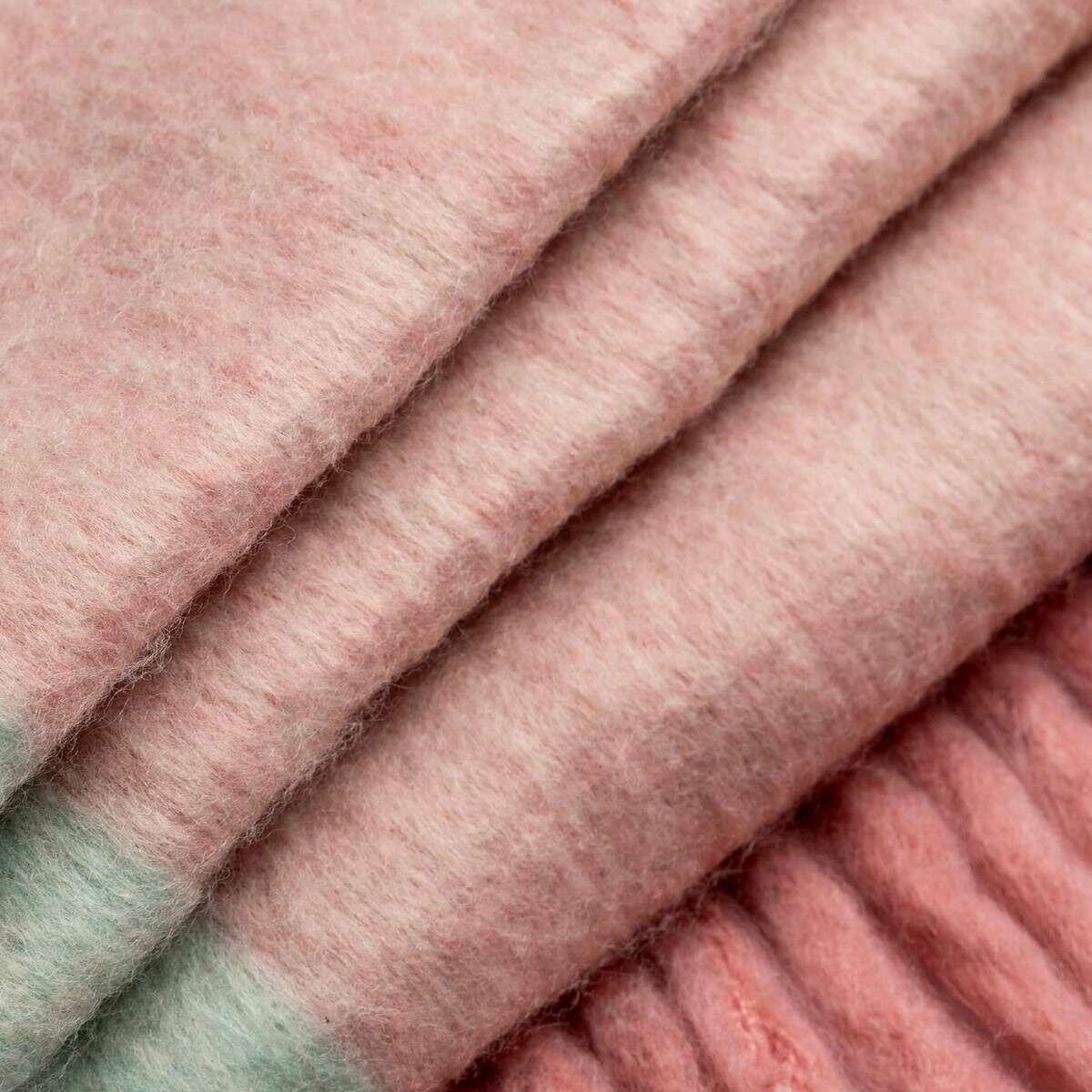 Dents Contrast Blanket Scarf - Pale Pink/Mint Green - Image 3