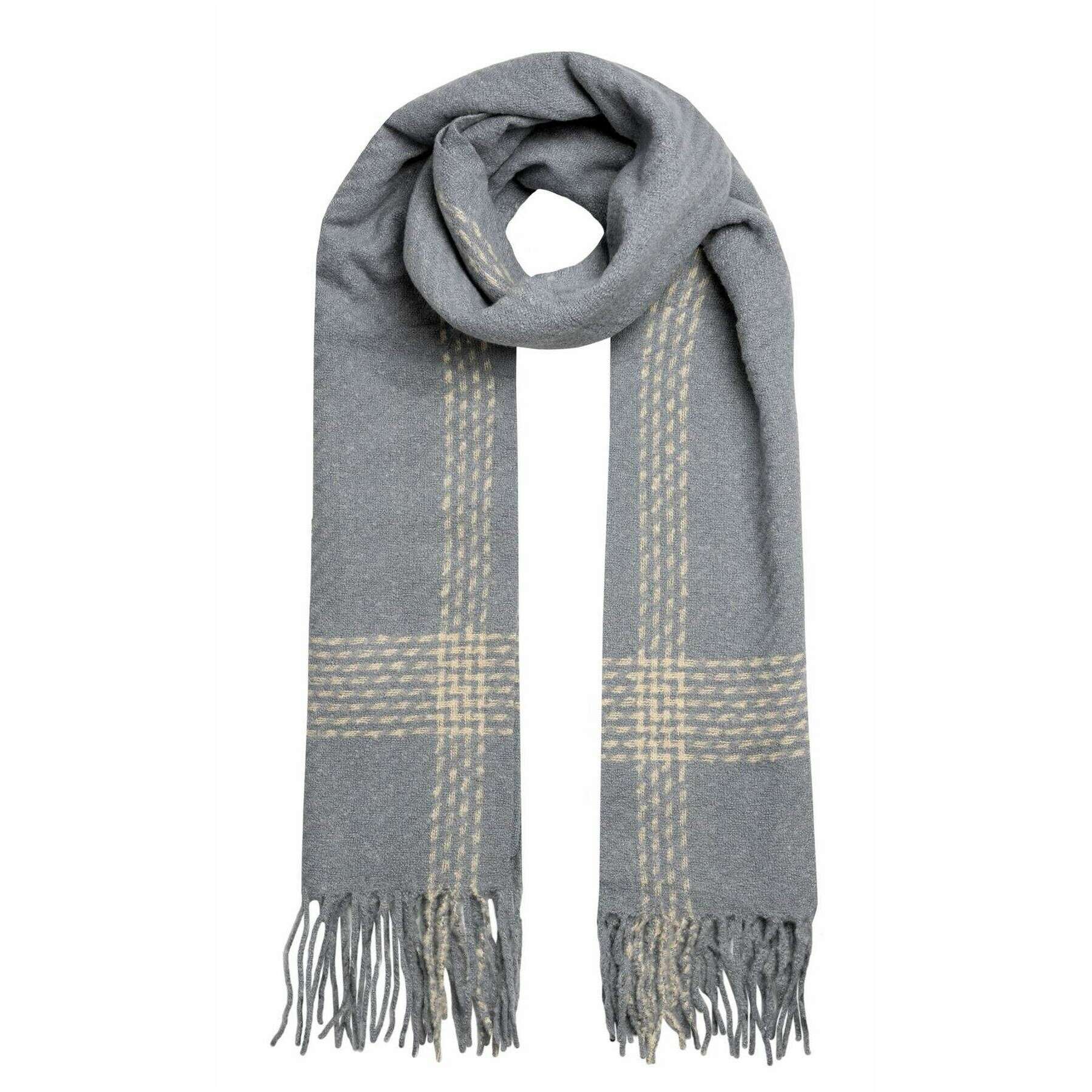 Dents Contrast Stripe Scarf - Dove Grey