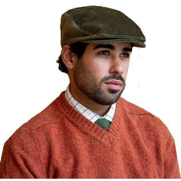 Dents Corduroy Flat Cap - Olive Green - Image 2