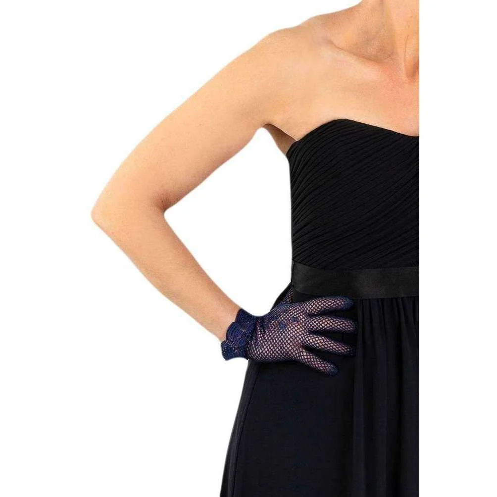 Dents Cotton Crochet Gloves - Navy - Image 2