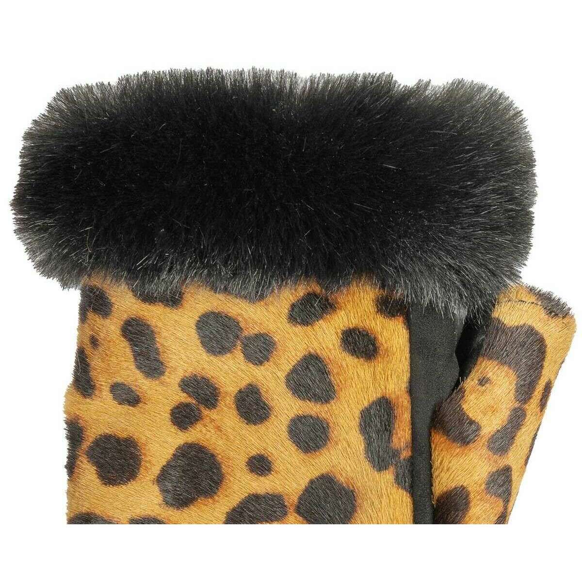 Dents Courtney Fingerless Mittens - Leopard/Black - Image 5