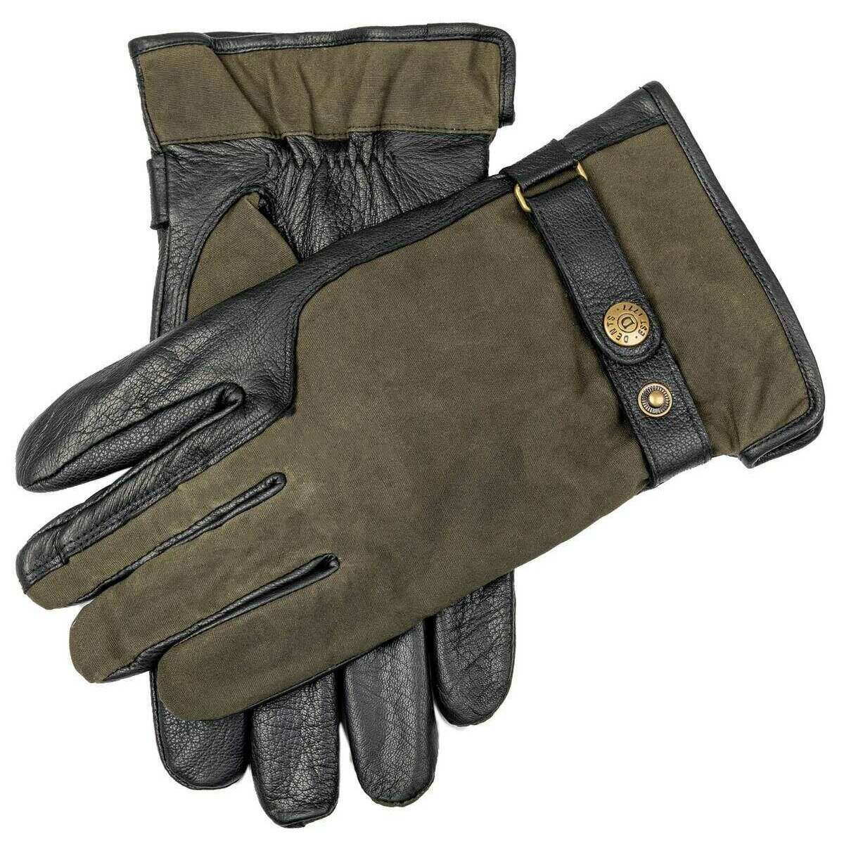 Dents Crewkerne Leather Gloves - Black/Olive Green