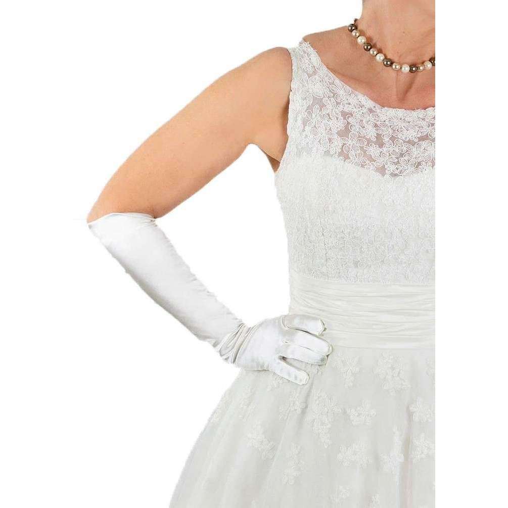 Dents Daphne Long Below Elbow Satin Button Gloves - Ivory - Image 2