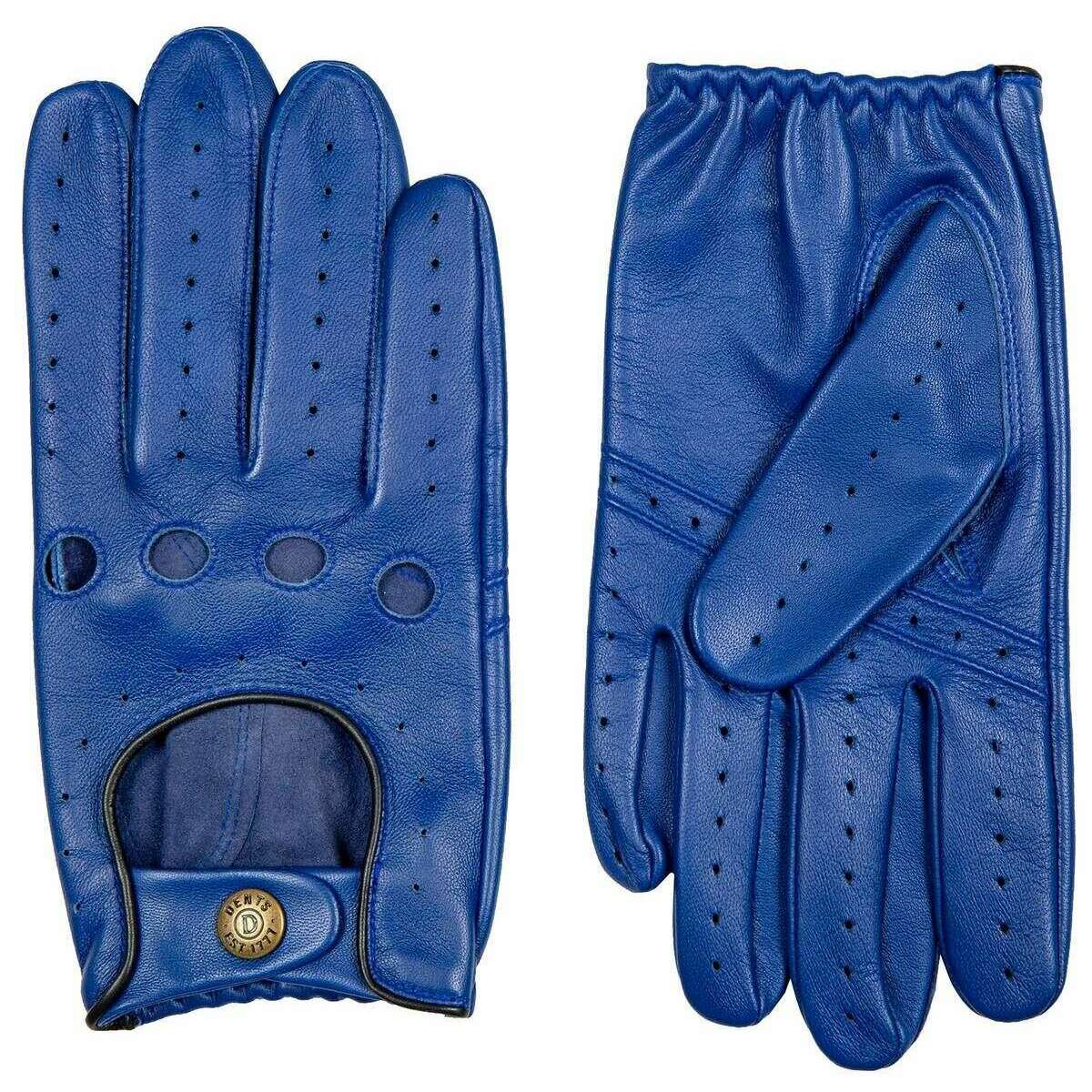 Dents Delta Classic Leather Driving Gloves - Royal Blue/Black - Image 2